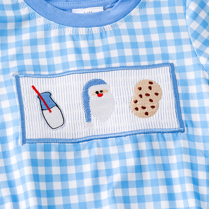 Baby Boys Christmas Santa Cookies Embroidery Smock Romper