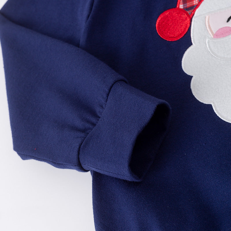Girls Christmas Pant Set– Santa Claus Embroidery Top & Pant