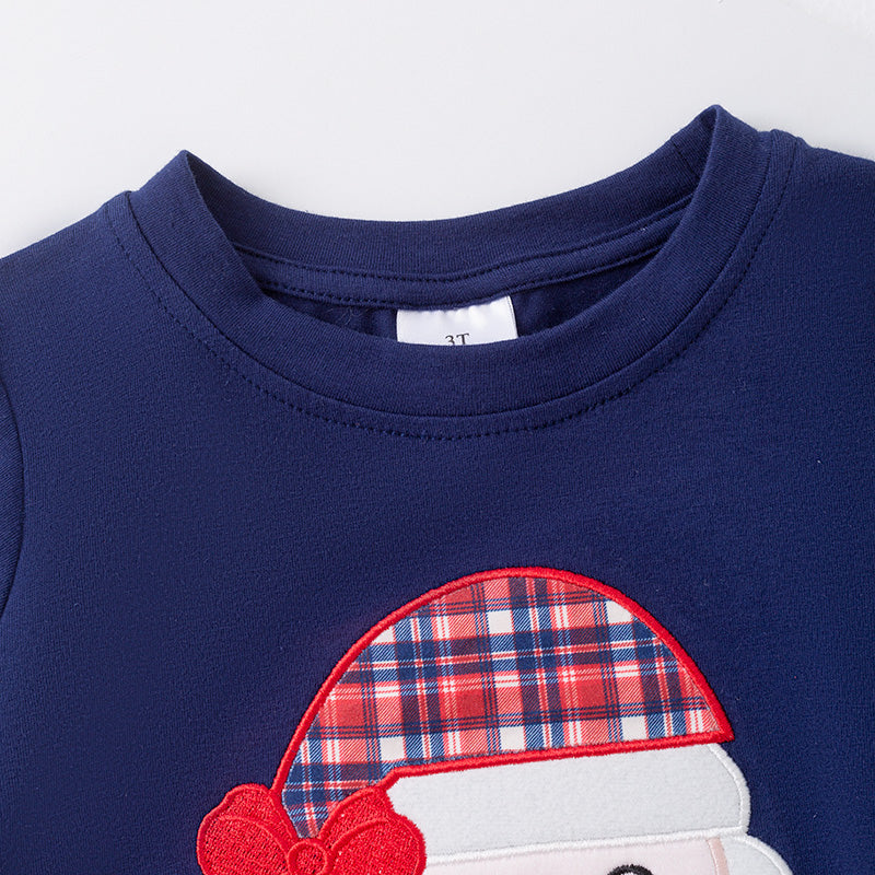 Boys Christmas Sweatshirt – Santa Claus Embroidery Pullover Top