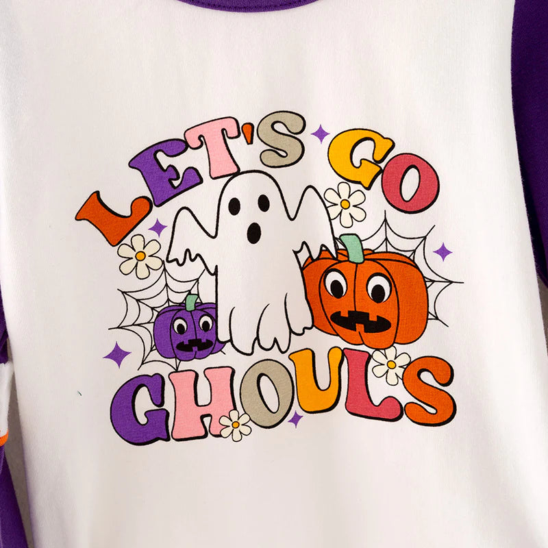 Girls Halloween LET'S GO GHOULS Stripes Bell Pant Set