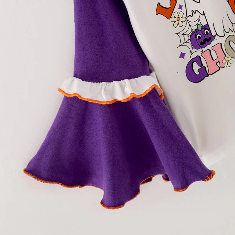 Girls Halloween LET'S GO GHOULS Stripes Bell Pant Set