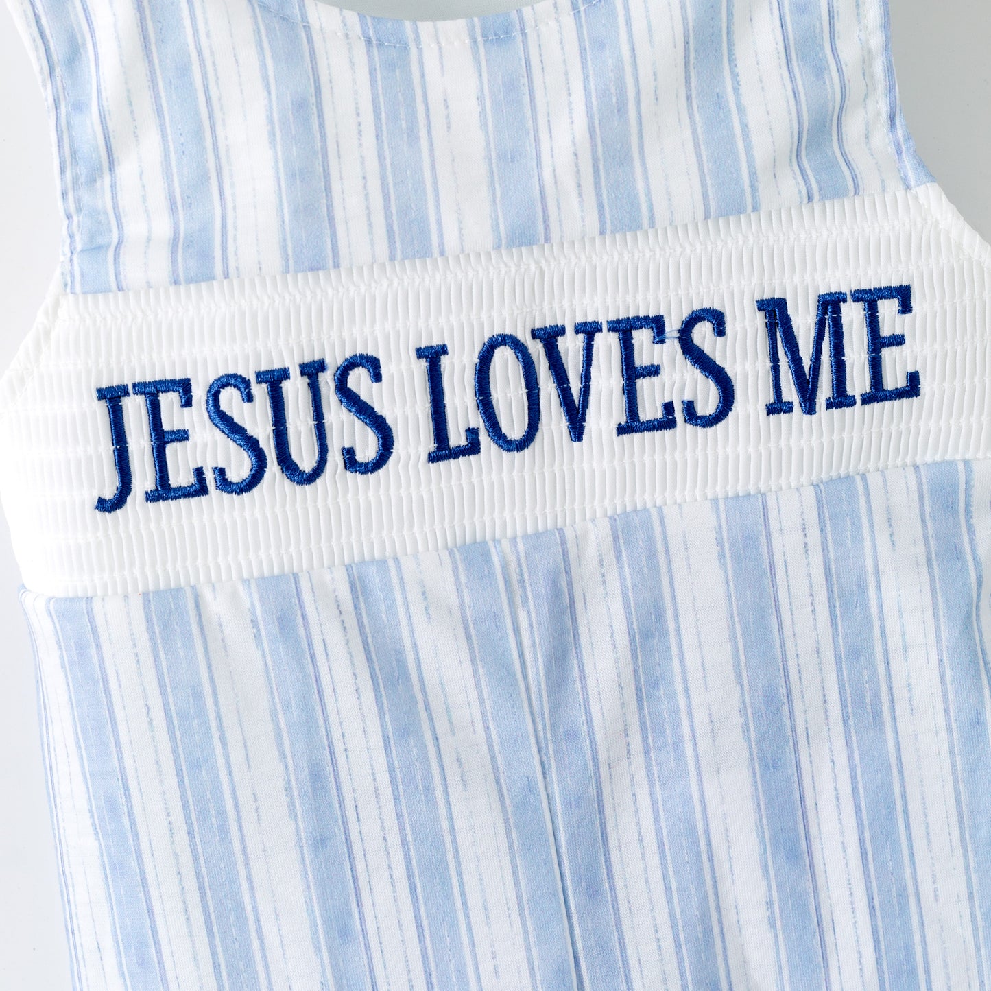 Sibling Kids Fall Blue Floral JESUS LOVES ME Smocked Embroidery Outfits