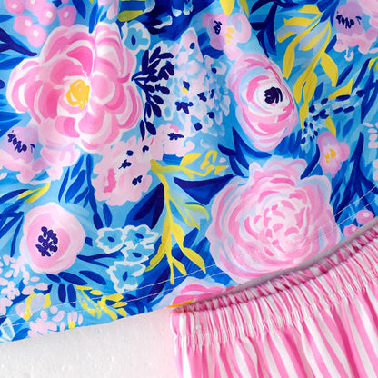 Sweet Blooms for Little Ones – Personalized Name Smocked Floral Set