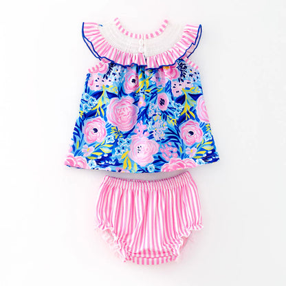 Sweet Blooms for Little Ones – Personalized Name Smocked Floral Set