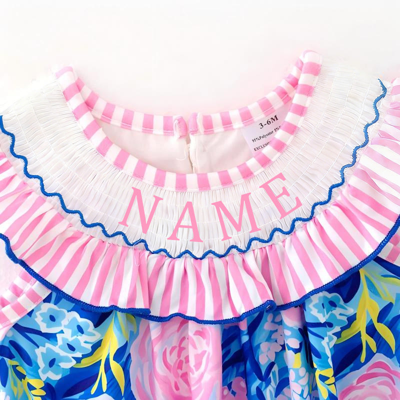 Sweet Blooms for Little Ones – Personalized Name Smocked Floral Set