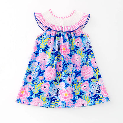 Sweet Blooms for Little Ones – Personalized Name Smocked Floral Set