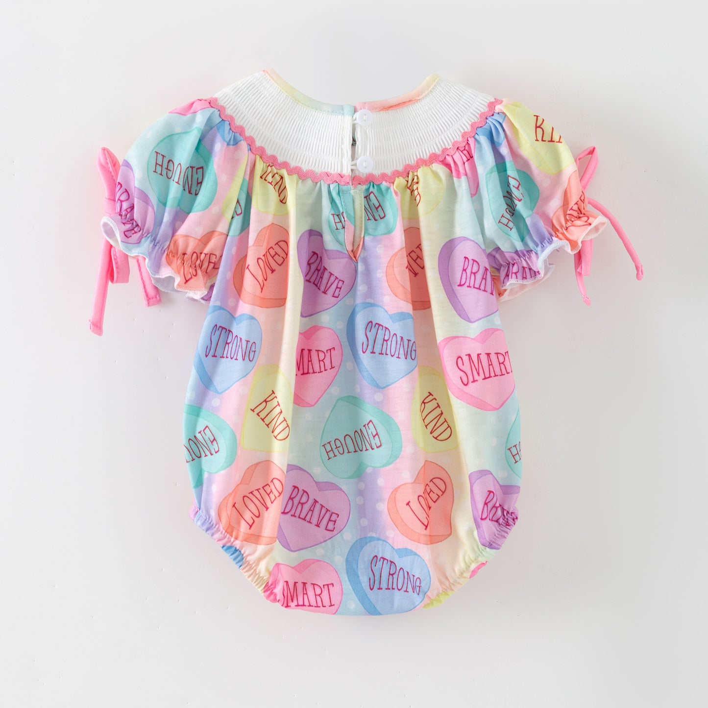 Baby Kids Valentine's Day Custom Name Smock Embroidery Romper