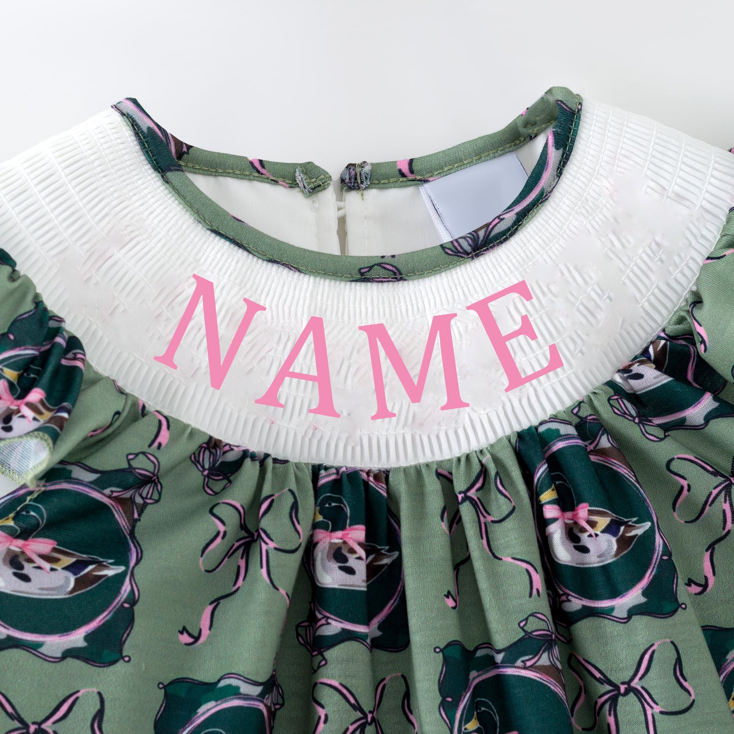 Kids Personalized Name Smock Embroidery Outfit | 2026 Spring Summer Duck Collection