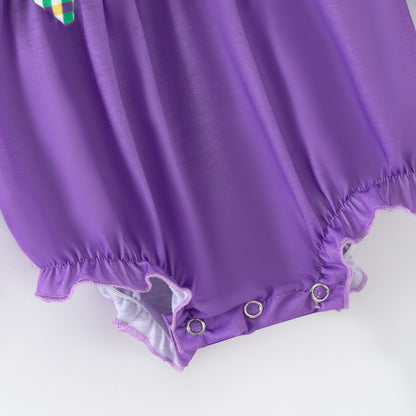 2026 Kids Fashion Mardi Gras Embroidery Purple Outfits Collection