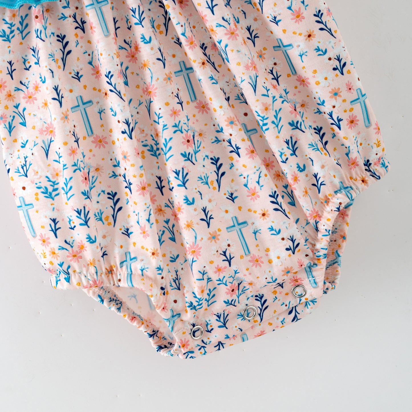 Girls Sister Fall Blue Floral Cross Embroibery Sibling Clothes