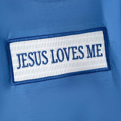Sibling Kids Fall Blue Floral JESUS LOVES ME Smocked Embroidery Outfits