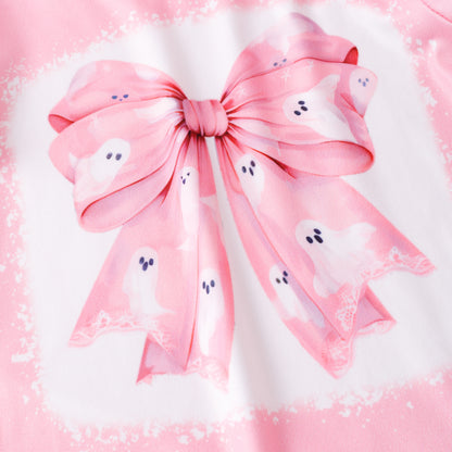 Girls 2 Pieces Fall Autumn Pink Bow Print Pant Set