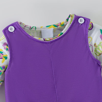 2026 Kids Fashion Mardi Gras Embroidery Purple Outfits Collection