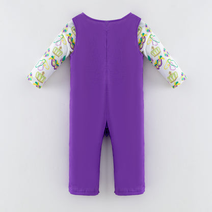 2026 Kids Fashion Mardi Gras Embroidery Purple Outfits Collection