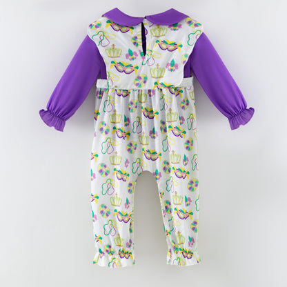 2026 Kids Fashion Mardi Gras Embroidery Purple Outfits Collection