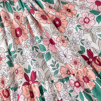 Women Adult Fall Pink Green Floral Maxi Dress