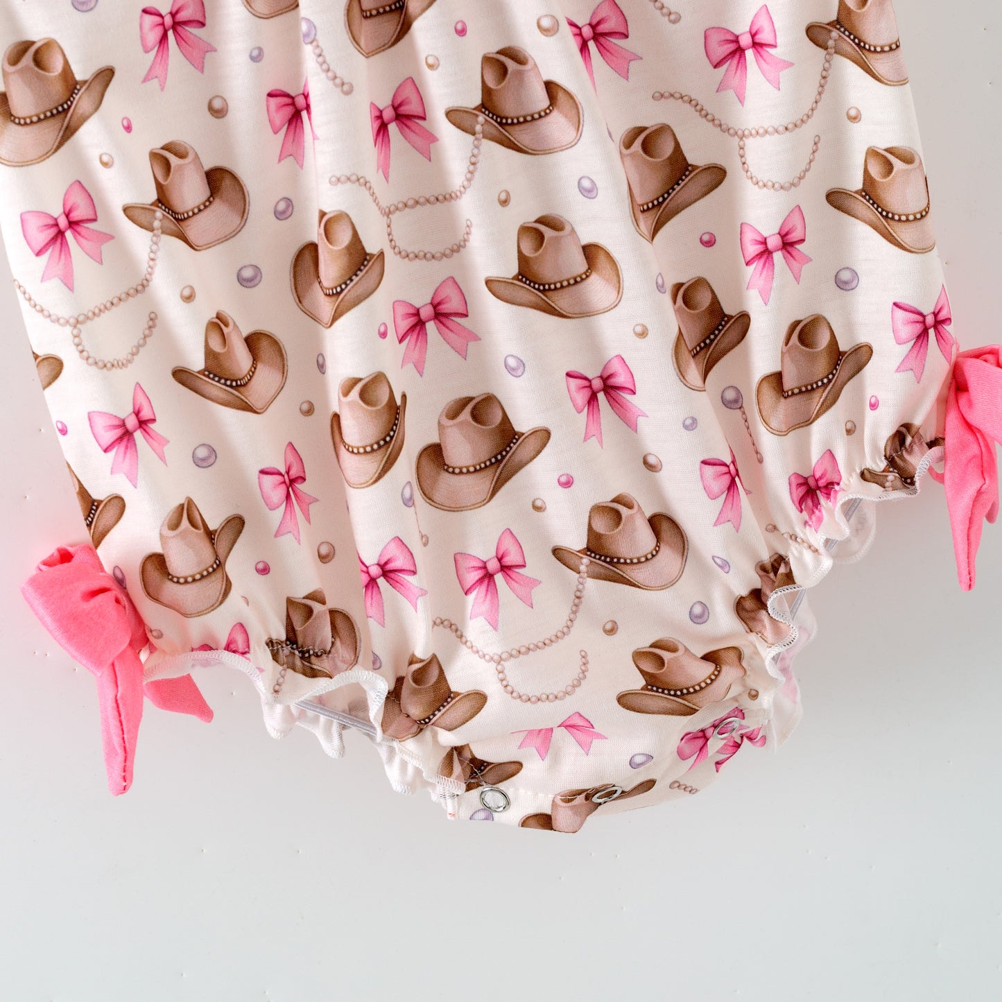 Girls Custom Name Embroidery Smock Cowboy Hat Dress & Bubble