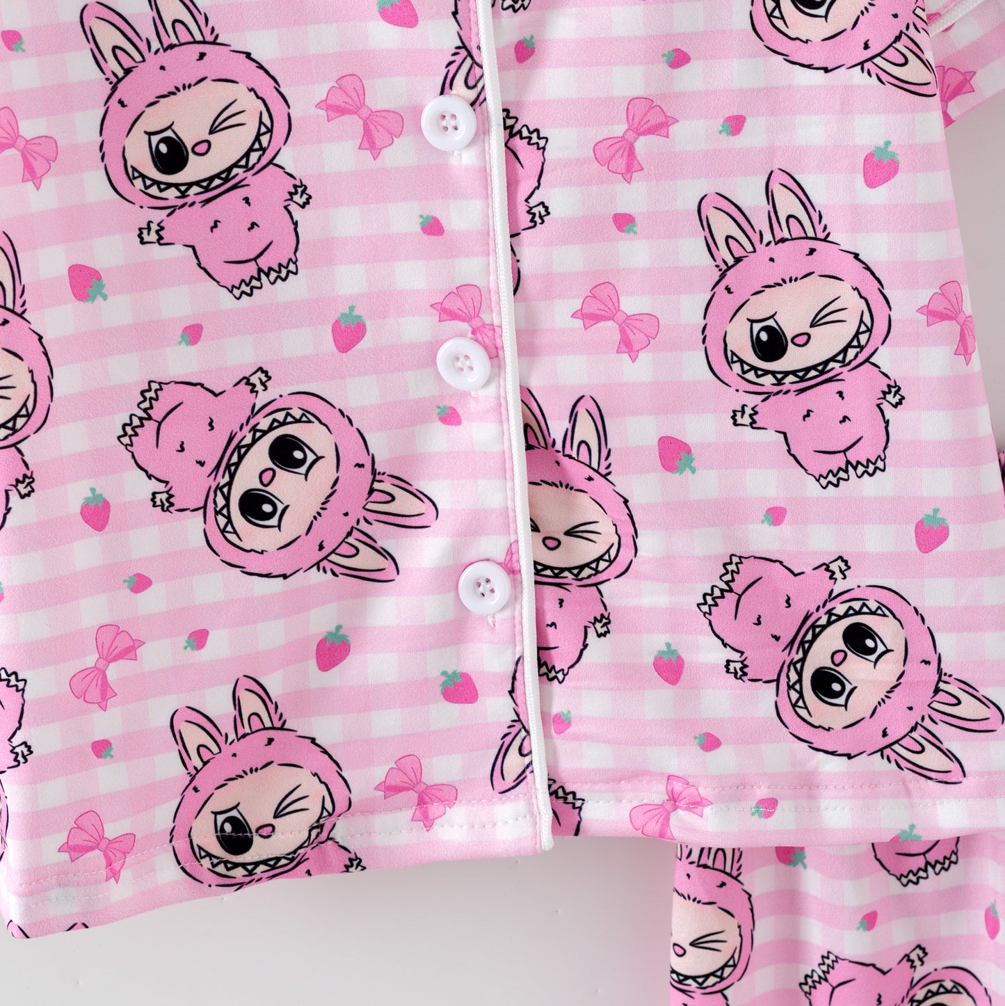 Labubu Print Fall Pajama Set – Soft & Cozy Short Sleeve + Long Pants