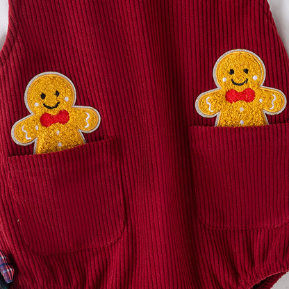 Gingerbread & Santa Corduroy Set – Baby Holiday Romper Outfit