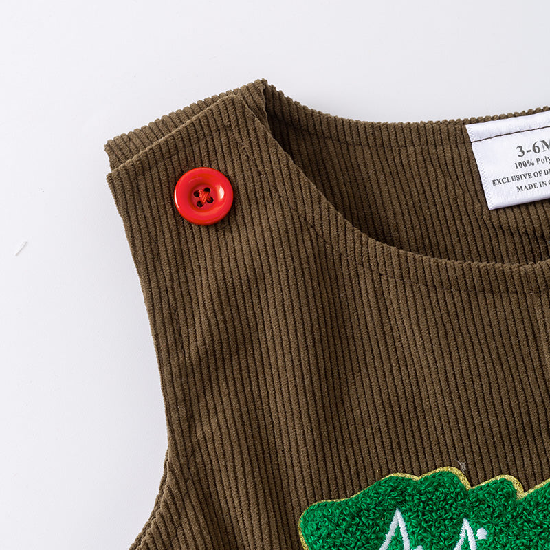 2 Pieces Boy Christmas Embroidery Long Sleeves Top Romper Set