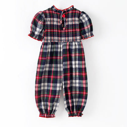 Christmas Sibling Matching Outfits – Red Plaid Smocked Collection