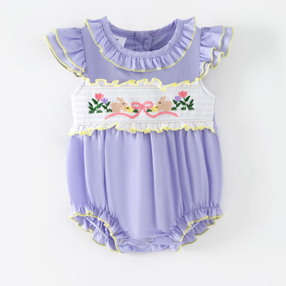 Sweet Easter Bunnies Smocked Embroidered Dress Set | Spring Kids Collection