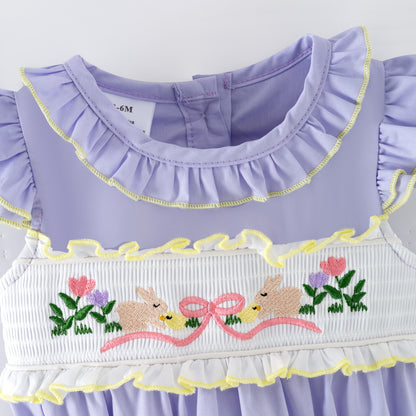 Sweet Easter Bunnies Smocked Embroidered Dress Set | Spring Kids Collection