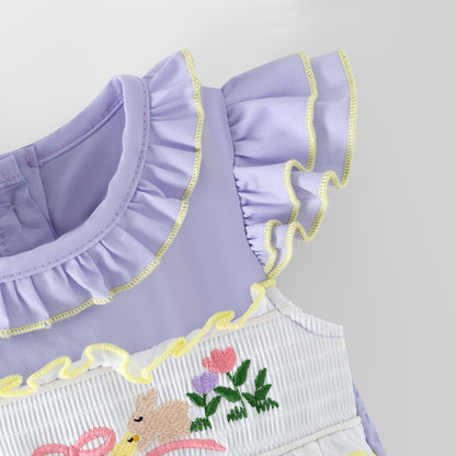 Sweet Easter Bunnies Smocked Embroidered Dress Set | Spring Kids Collection