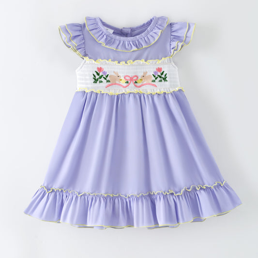 Sweet Easter Bunnies Smocked Embroidered Dress Set | Spring Kids Collection