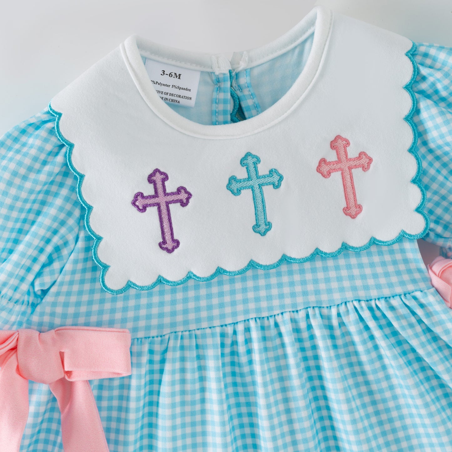 Blessed Easter Cross Embroidered Dress Set | Spring Kids Collection