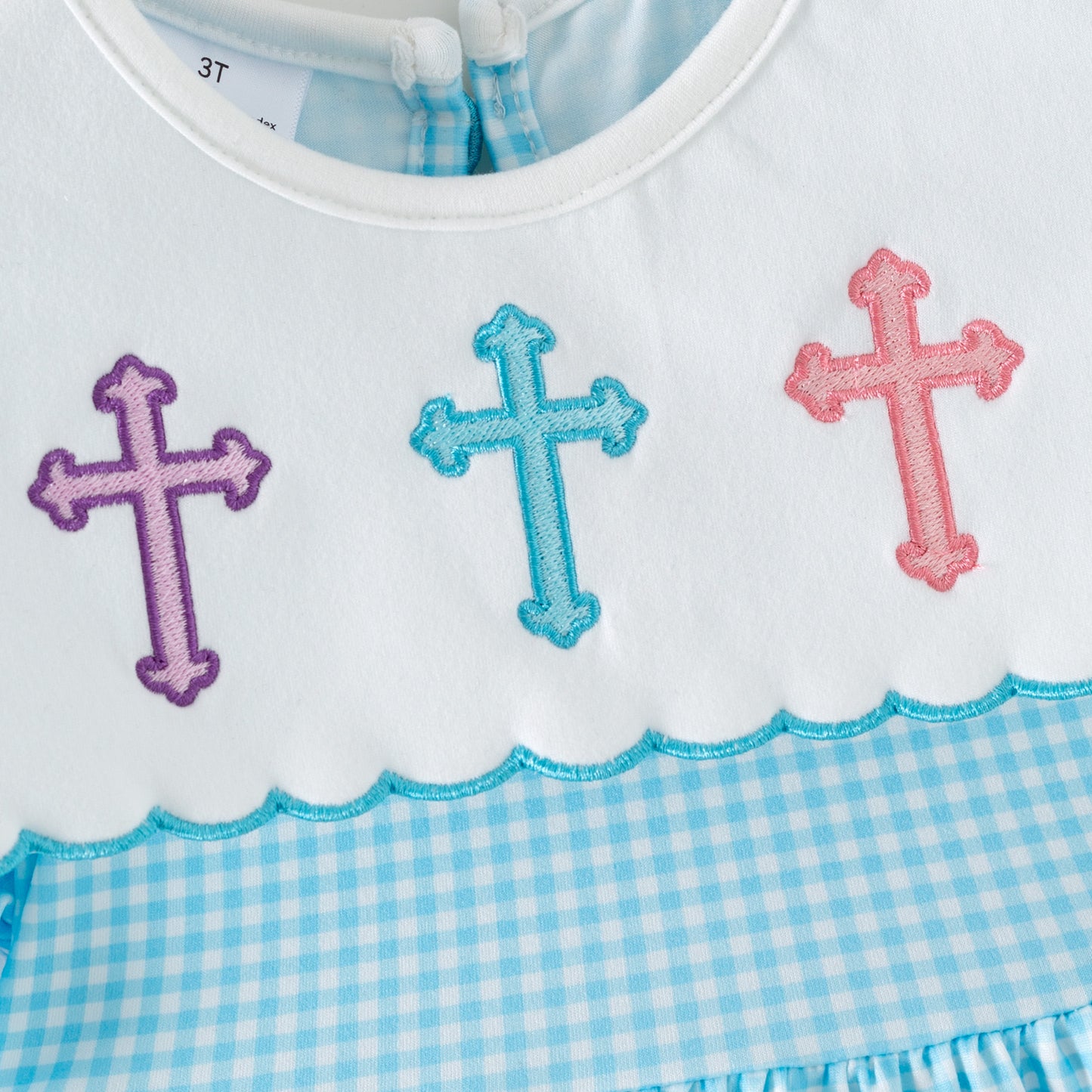 Blessed Easter Cross Embroidered Dress Set | Spring Kids Collection