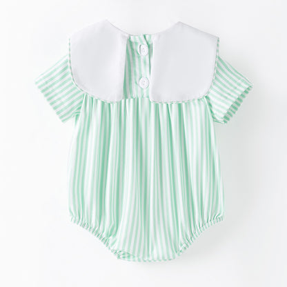 Christmas Kids Smocked Outfit Set – Santa Embroidery Green Sibling Collection
