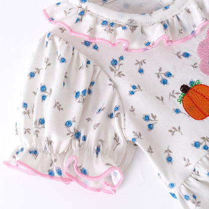 Thanksgiving Sibling Matching Outfits – Turkey Pumpkin Embroidered Collection