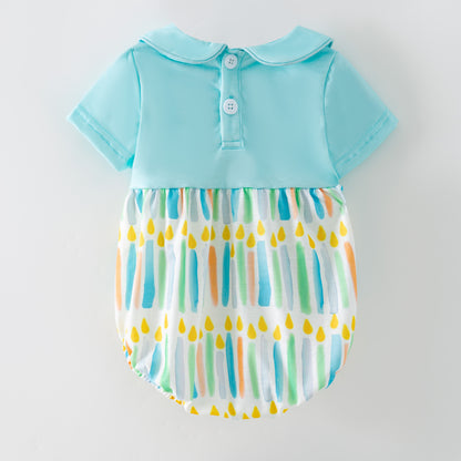 Kids Spring Summer Brithday Embroidery Candle Sibling Set