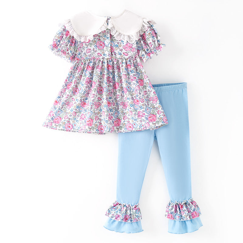 Fall Thanksgiving Girls Smocked Outfit Set – Pumpkin Embroidery Floral Sibling Collection