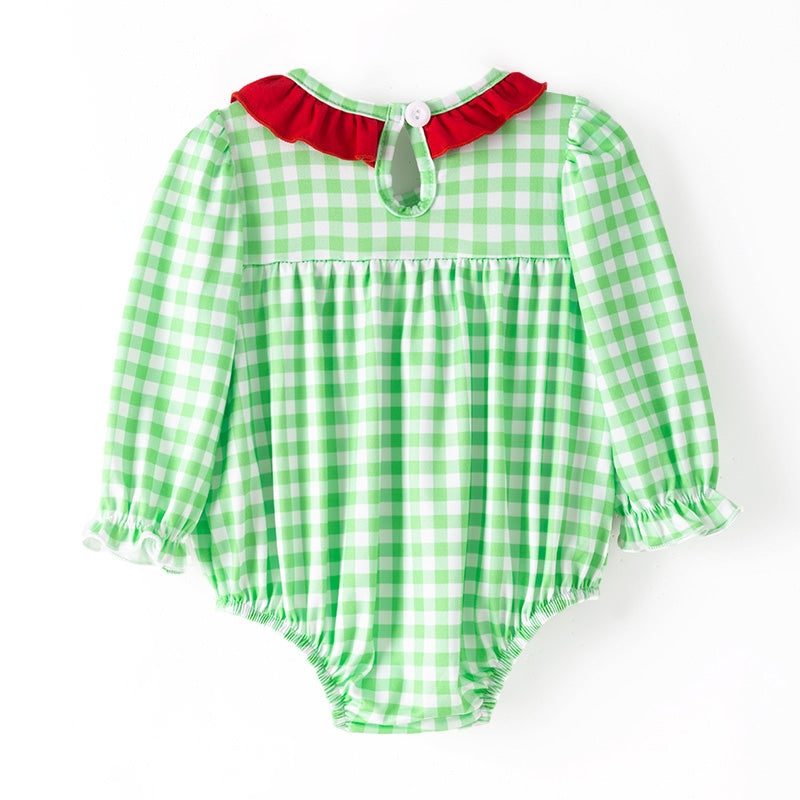 Girls Christmas Sibling Matching Outfits – Gteen Stripes Tree Embroidery Collection