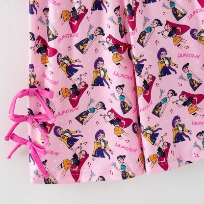 Kids Fashion K-Pop Demon Hunter Printed Ruffled Pant Set