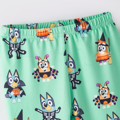 Girls Halloween Pumpkin Ghost Bluey Print Leggings