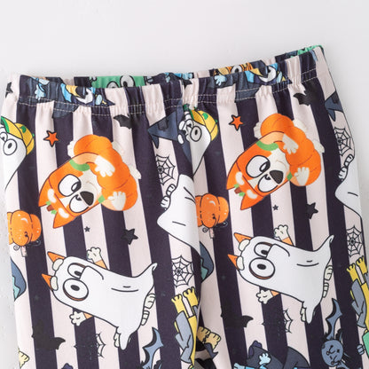Girls Halloween Pumpkin Ghost Bluey Print Leggings