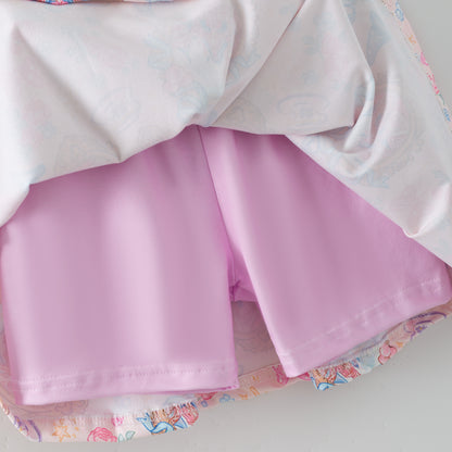 Girls Summer Cartoon Cute Castel Printed Party Outfits