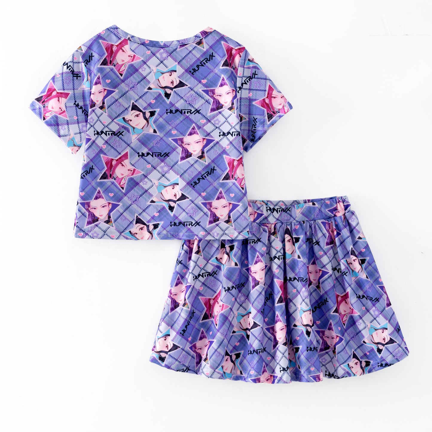 Girls K-POP DEMON HUNTER Printed Athletic Skirt Set