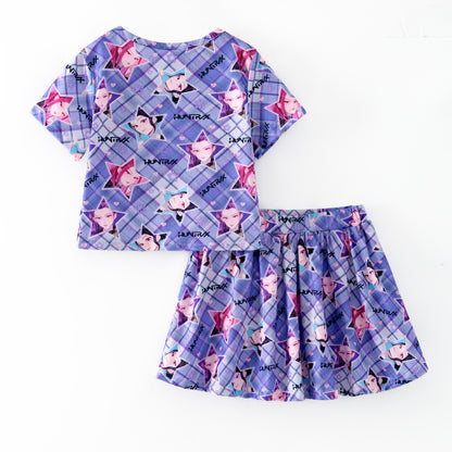Girls K-POP DEMON HUNTER Printed Athletic Skirt Set