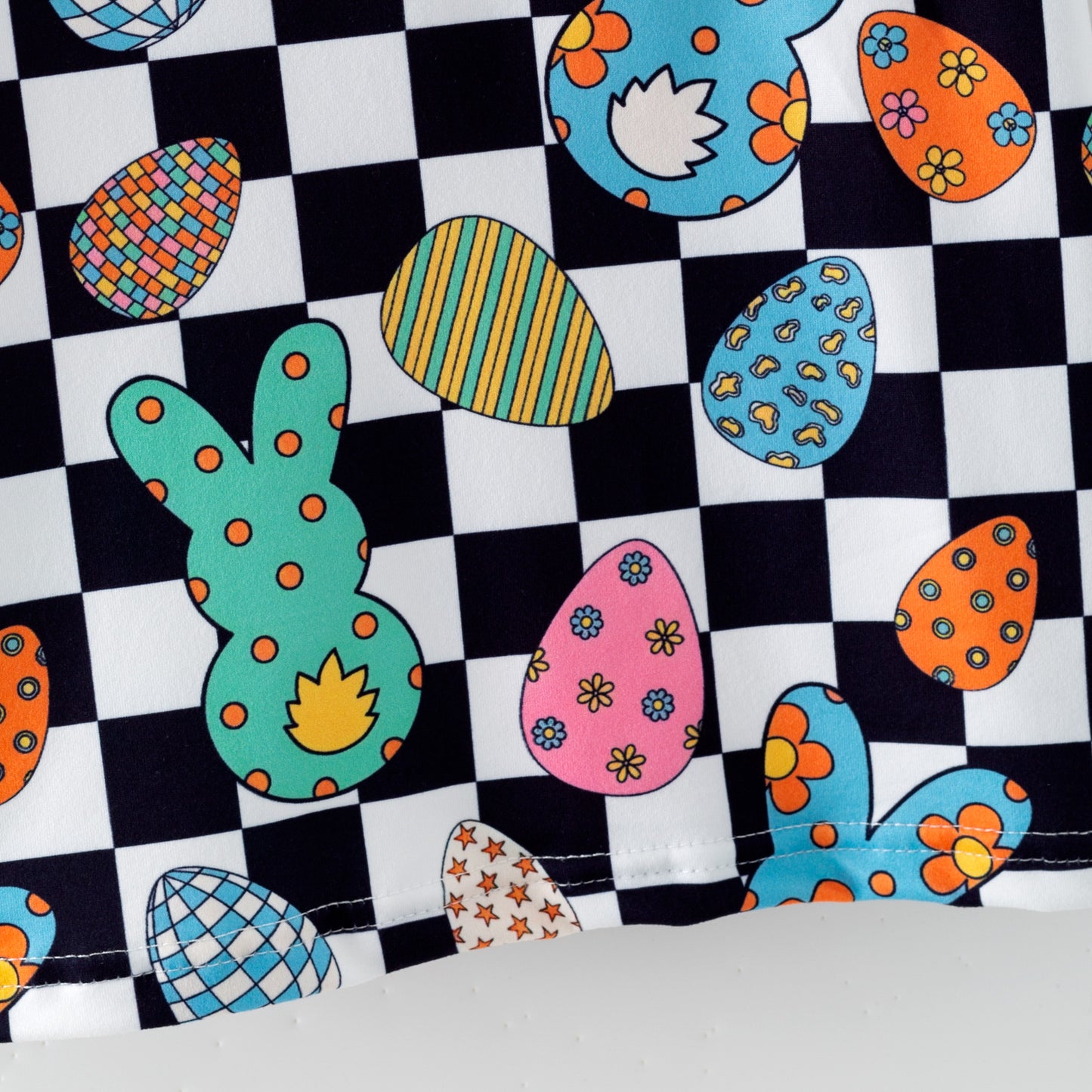 Boys Easter Bunny Eggs Plaid Printed Short Sleeves Shirt