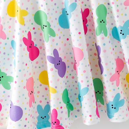 Easter Colorful Bunny Printed Sleeveless Twirl Dress