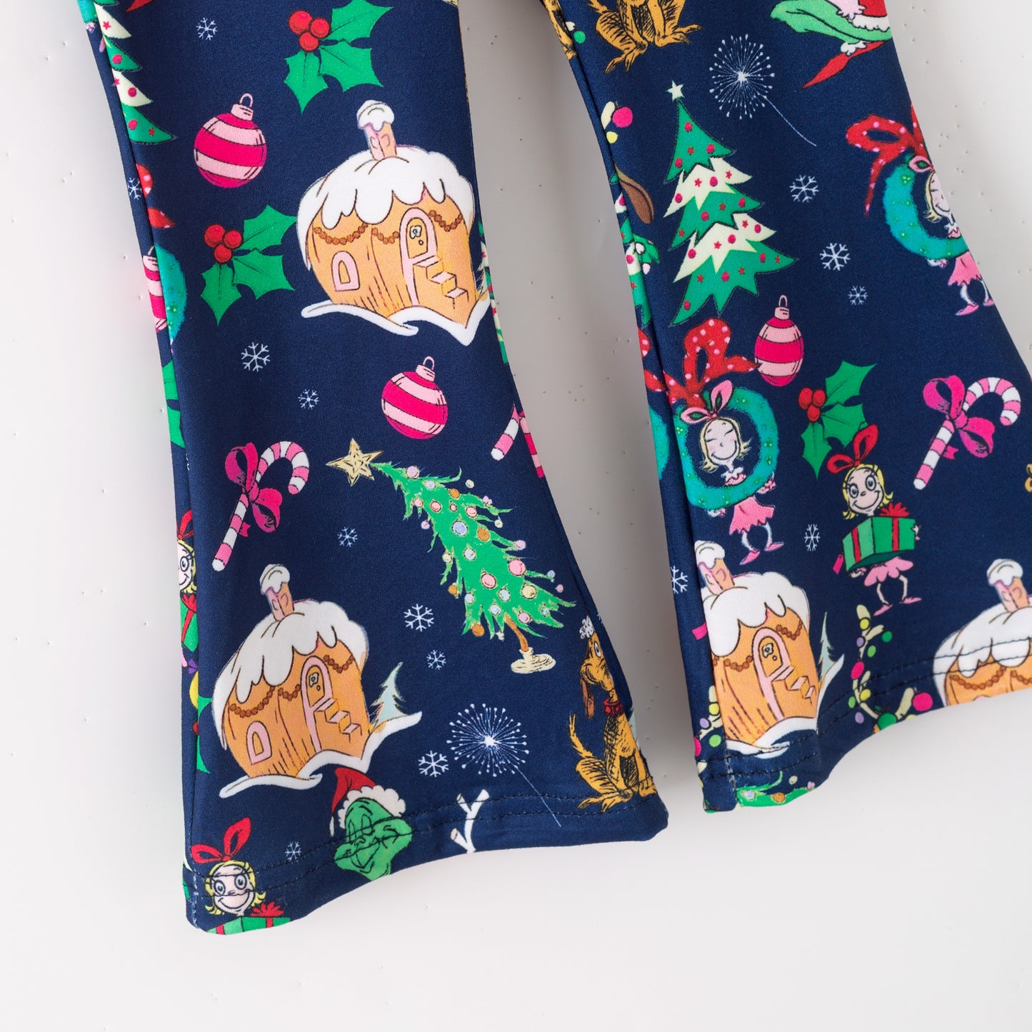 Girls Christmas Grinch Christmas Tree Long Sleeves Pant Set