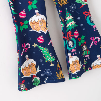 Girls Christmas Grinch Christmas Tree Long Sleeves Pant Set