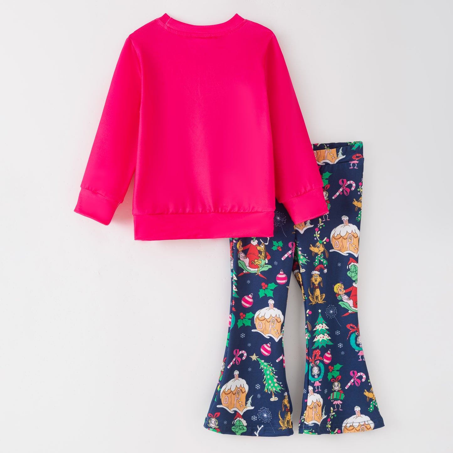 Girls Christmas Grinch Christmas Tree Long Sleeves Pant Set