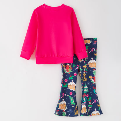 Girls Christmas Grinch Christmas Tree Long Sleeves Pant Set