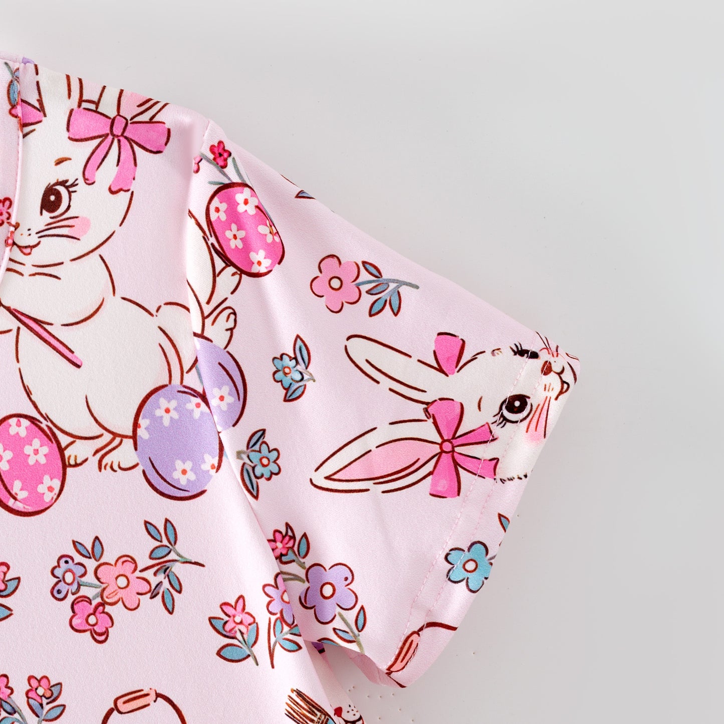 Girls Easter Bunny Colorful Eggs Print Twirl Dress