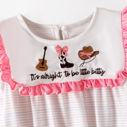 Kids Western Embroidered Outfit Set – Guitar, Boots & Cowboy Hat Design